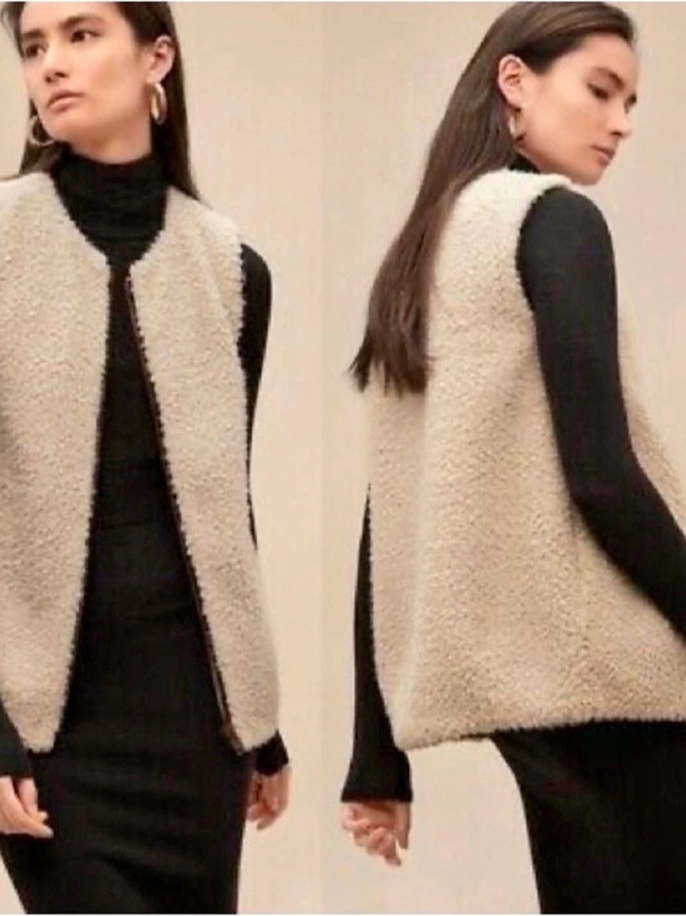 Aritzia Wilfred Chatou teddy vest in cream Size Small